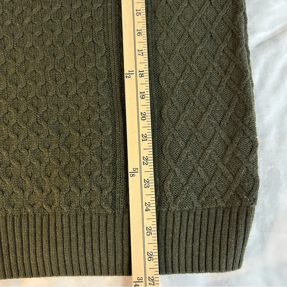 Nike Men's Swoosh Cable Knit Turtleneck Sweater Army Green sz S Athleisure - Picture 9 of 10